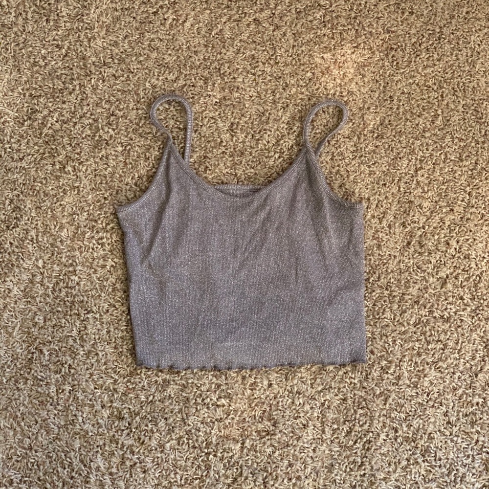 pacsun shimmery silver crop top
